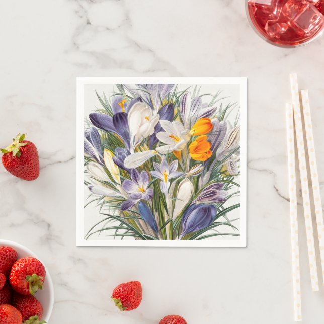 Serviette En Papier Crocus Spring Flower Botanique Floral Art (En situation)