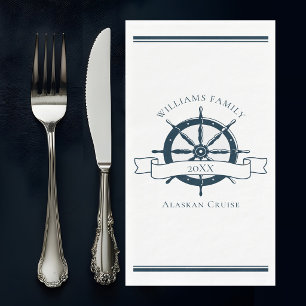 Serviette En Papier Croisière personnalisée roue nautique bleu marine