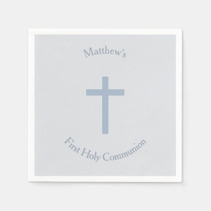 Serviette En Papier Croix bleue en pastel de communion