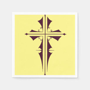 Serviette En Papier Croix chrétienne d'art pourpre royal