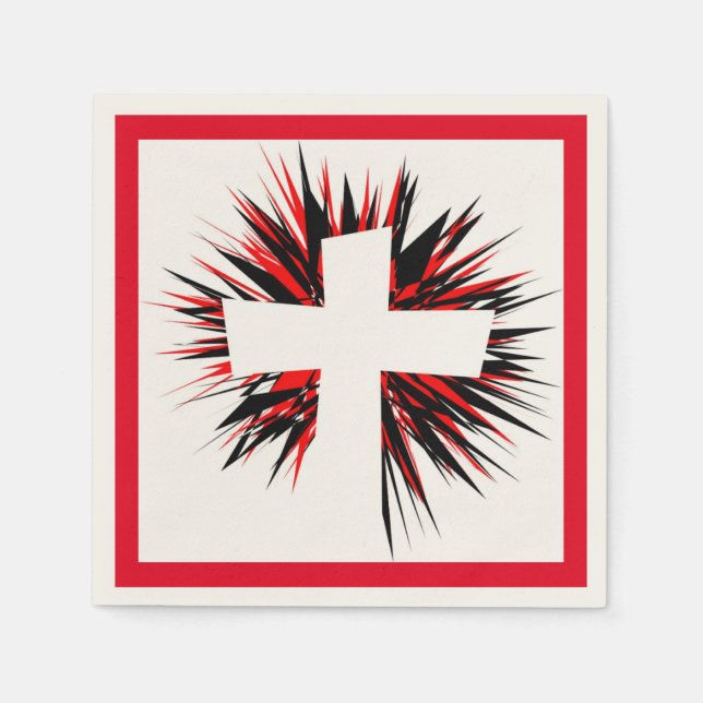 SERVIETTE EN PAPIER CROIX DE DÉBUT BLANC (Devant)