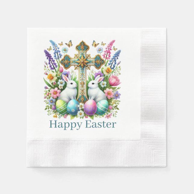 Serviette En Papier Croix de Pâques joyeuses religieuses  (Devant)