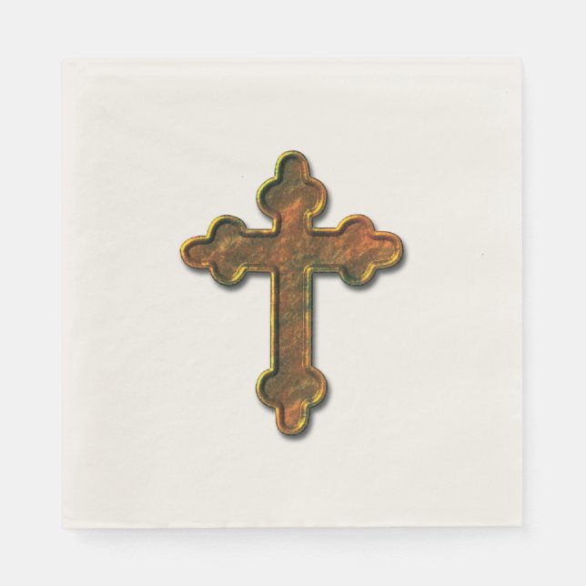 Serviette En Papier Croix de recherche 3D Gold (Devant)