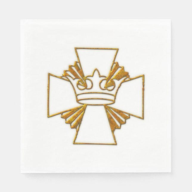 Serviette En Papier Croix d'or et Couronne (Devant)