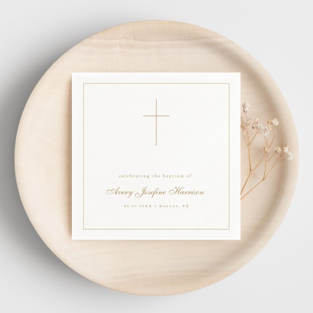 Serviette En Papier Croix dorée baptême fête religieuse (Créateur téléchargé)