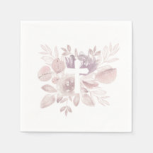 Croix florale aquarelle mauve pourpre