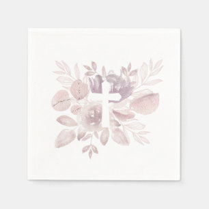 Serviette En Papier Croix florale aquarelle mauve pourpre