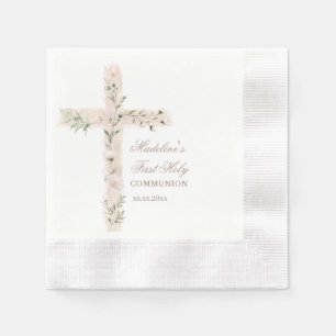 Serviette En Papier croix florale Première communion