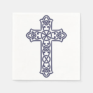 Serviette En Papier Croix haute celtique bleue