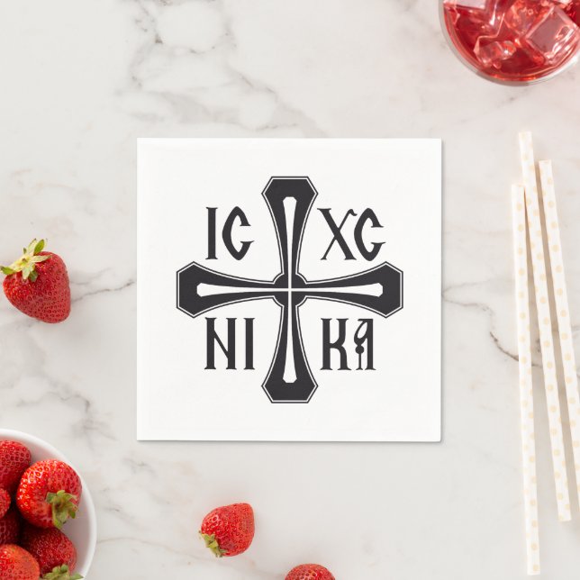 Serviette En Papier croix IC XC NIKA (En situation)