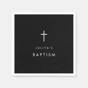 Serviette En Papier Croix noire Baptême