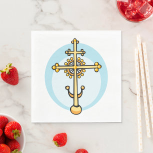 Serviette En Papier Croix Orthodoxe Dorée Symbole Religieux