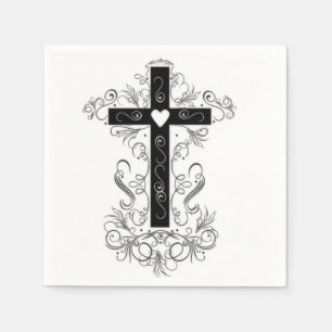 Serviette En Papier Croix stylisée flourish