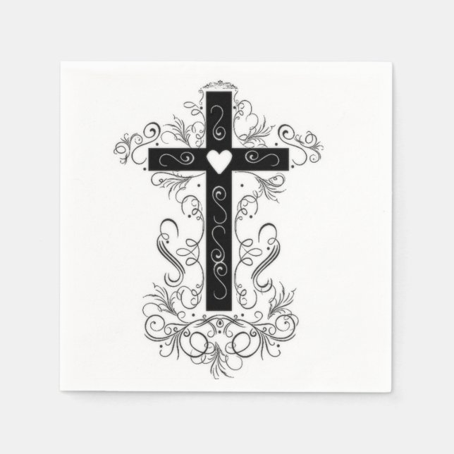 Serviette En Papier Croix stylisée flourish (Devant)