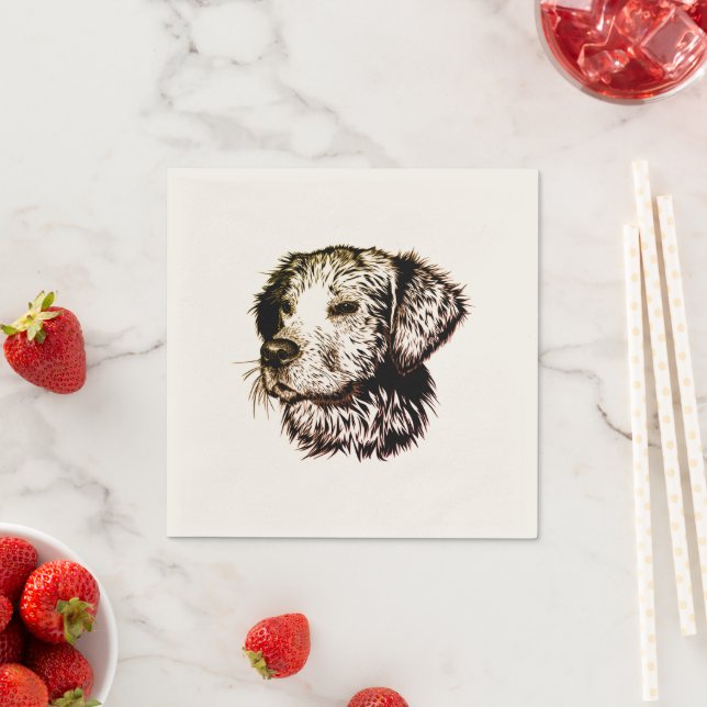 Serviette En Papier Croquis de chiot marron (En situation)