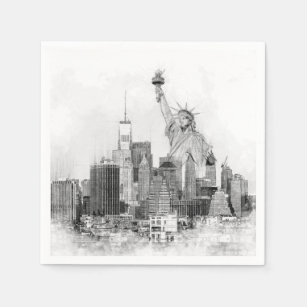 Serviette En Papier Croquis de la statue de la liberté de New York