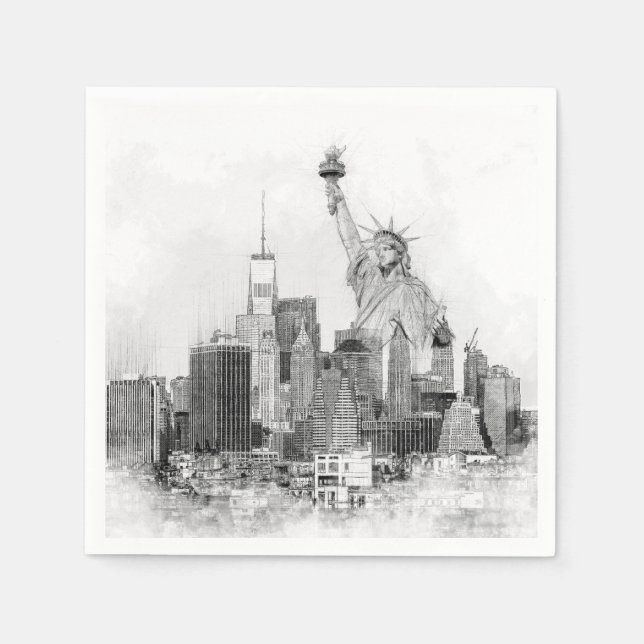 Serviette En Papier Croquis de la statue de la liberté de New York (Devant)
