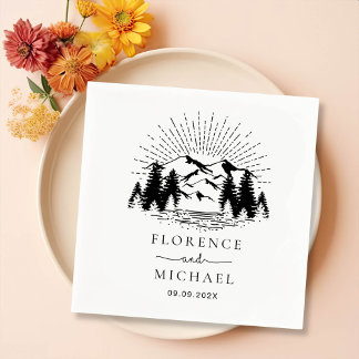 Serviette En Papier Croquis de montagne Mariage personnalisé