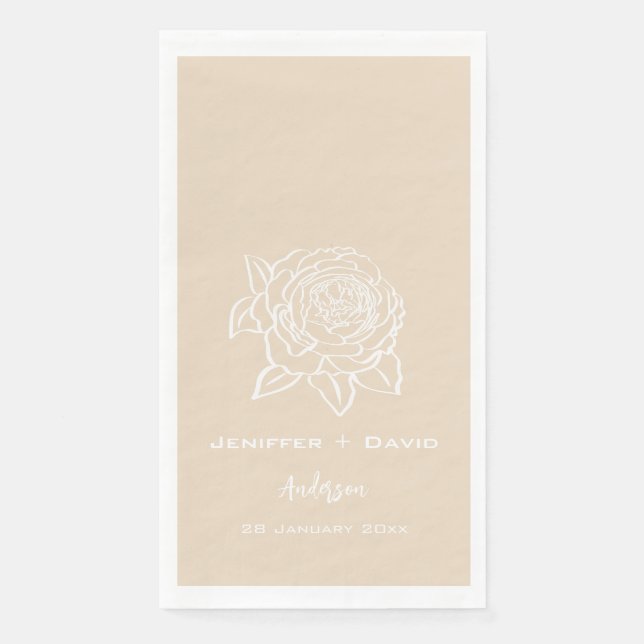 Serviette En Papier Croquis de rose personnalisé pour mariage/enterrem (Devant)