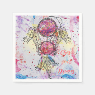 Serviette En Papier Croquis en aquarelle Dreamcatcher "Chase your Drea