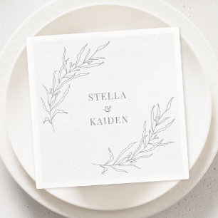 Serviette En Papier Croquis Floral Feuille Dessin moderne simple et él