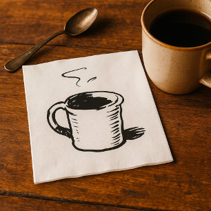 Serviette En Papier Croquis minimaliste pour la pâte à café tirée à la
