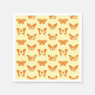 Serviette En Papier Croquis papillon, jaune et orange