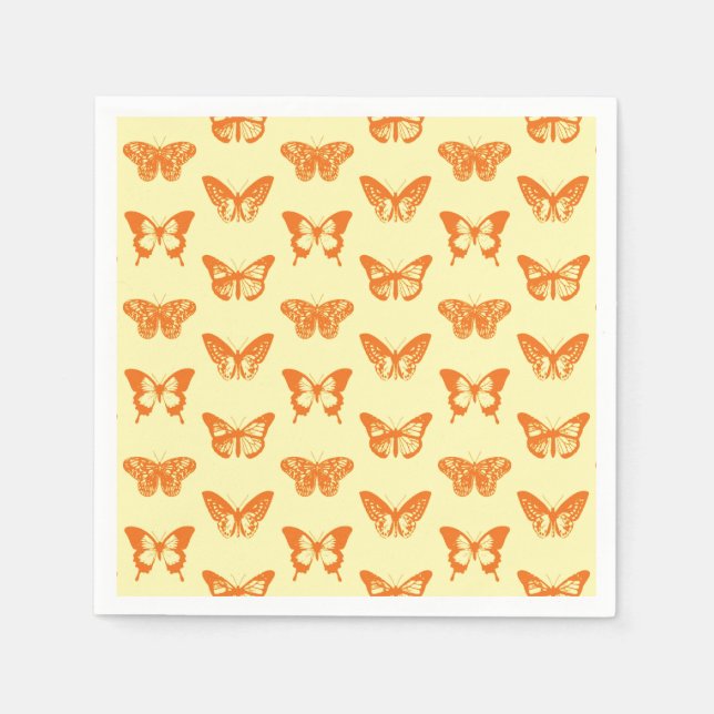 Serviette En Papier Croquis papillon, jaune et orange (Devant)
