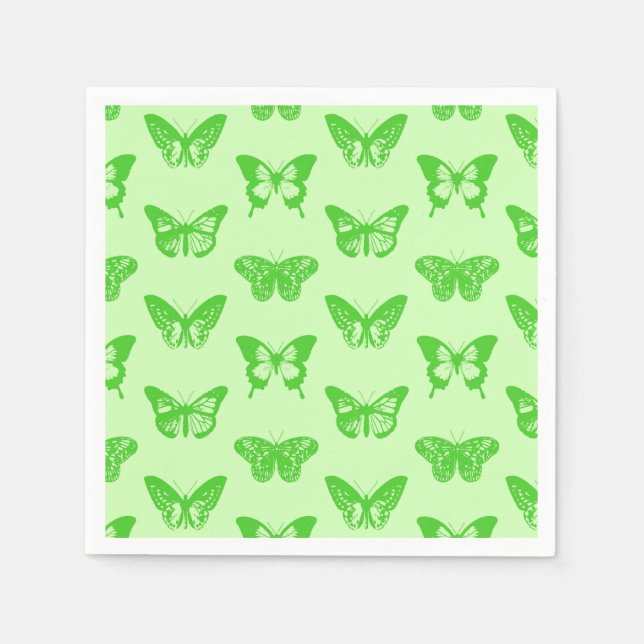 Serviette En Papier Croquis papillon, vert citron (Devant)