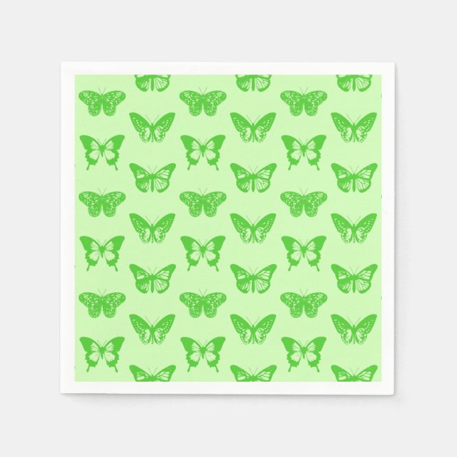 Serviette En Papier Croquis papillon, vert citron (Devant)