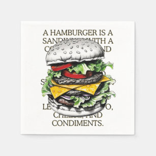 Serviette En Papier Croquis vintage de Hamburger par CallisC Arts ⭐ ⭐