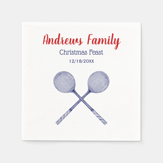 Serviette En Papier Crossed Squash Racquets Blue (Devant)