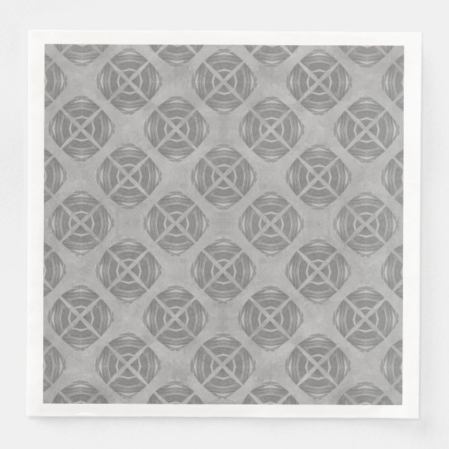 Serviette En Papier Crosses and Circles Grey Geometric Pattern (Devant)