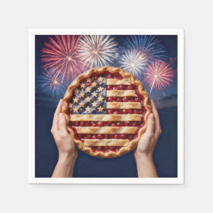 Serviette En Papier Croûte de drapeau américain sur une tarte aux ceri