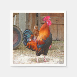 Serviette En Papier Crowing Red Rooster de Rhode Island