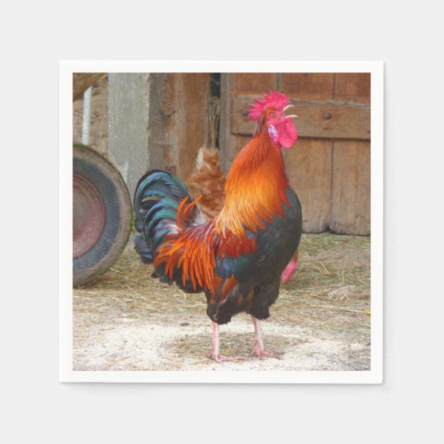Serviette En Papier Crowing Red Rooster de Rhode Island (Devant)