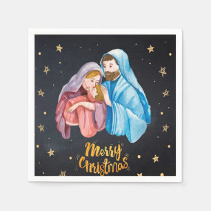 Serviette En Papier Cru de Noël de nativité de Vierge Marie Jésus