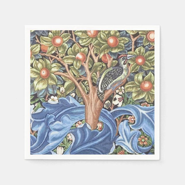 Serviette En Papier Cru floral de tapisserie de pivert de William (Devant)