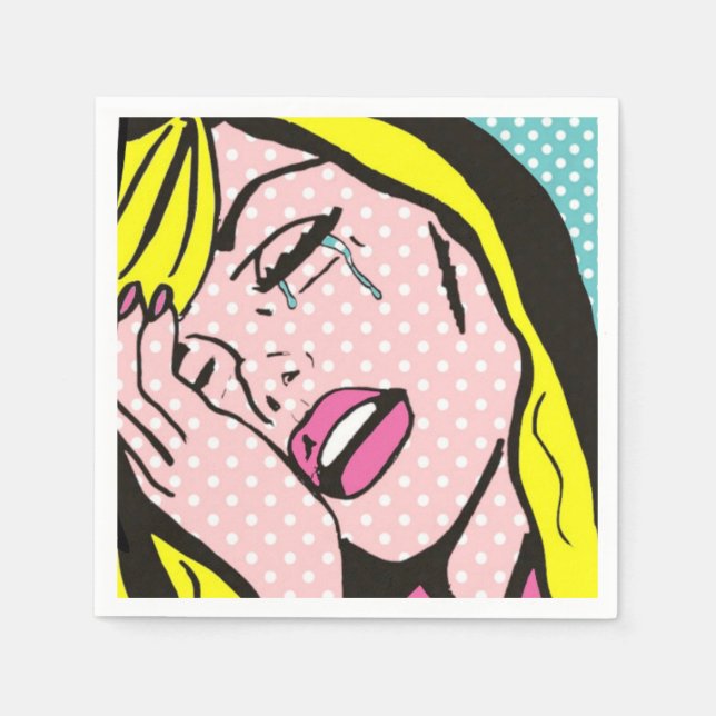 Serviette En Papier Cry Me a River Pop Art Papier (Devant)