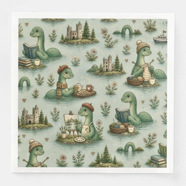 Serviette En Papier Cryptides confortables Nessie Monstre du Loch Ness (Devant)