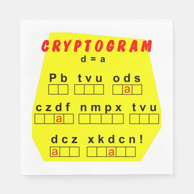 Serviette En Papier Cryptogramme jaune (Devant)
