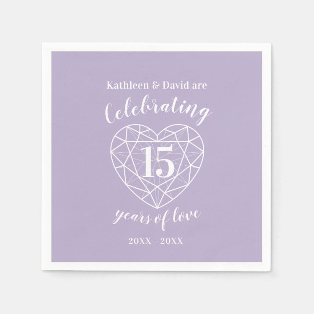 Serviette En Papier Crystal anniversaire 15 ans de serviettes d'amour (Devant)