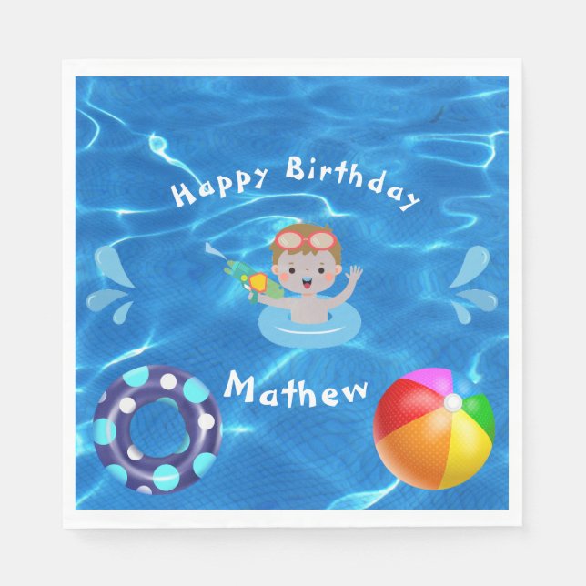 Serviette En Papier Crystal Clear Blue Water Pool Party (Devant)