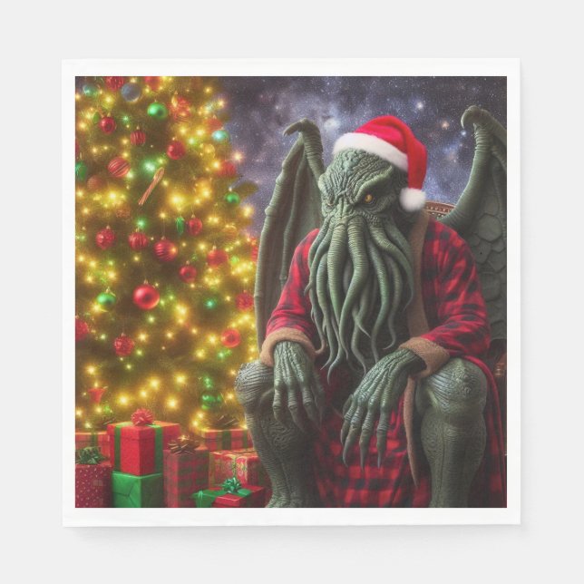 Serviette En Papier Cthulhu Noël Creepmas Joyeux Cthulhumas (Devant)