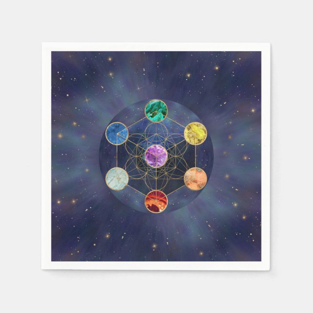 Serviette En Papier Cube de Metatron Chakras Géométrie sacrée (Devant)