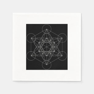 Serviette En Papier Cube de Metatron noir et blanc