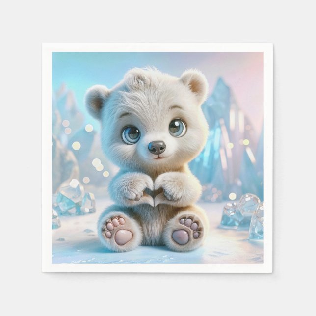 Serviette En Papier Cube d'ours polaire (Devant)