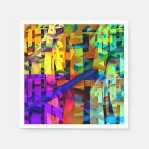 Serviette En Papier cubes Abstraits violet