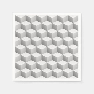 Serviette En Papier Cubes d'apparence 3D gris blanc