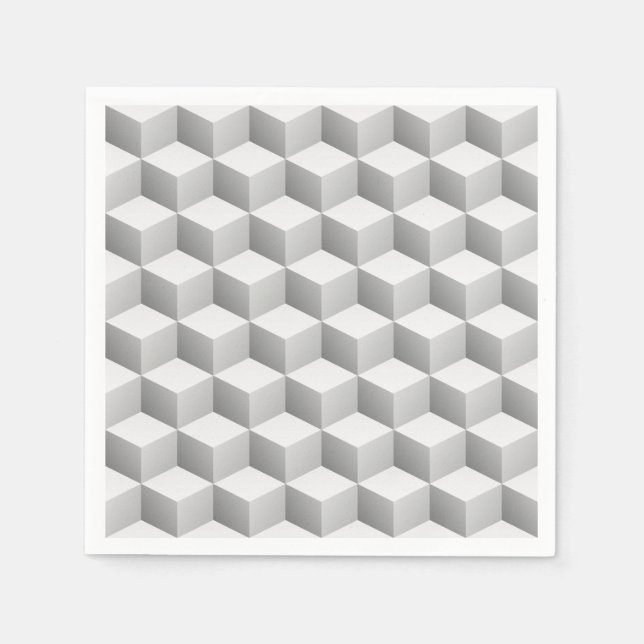 Serviette En Papier Cubes d'apparence 3D gris blanc (Devant)